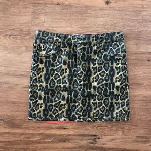 Reversible stretch denim mini skirt